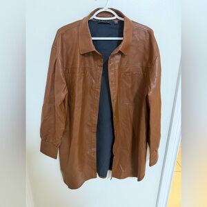 Bagatelle Collection Brown Leather Shacket